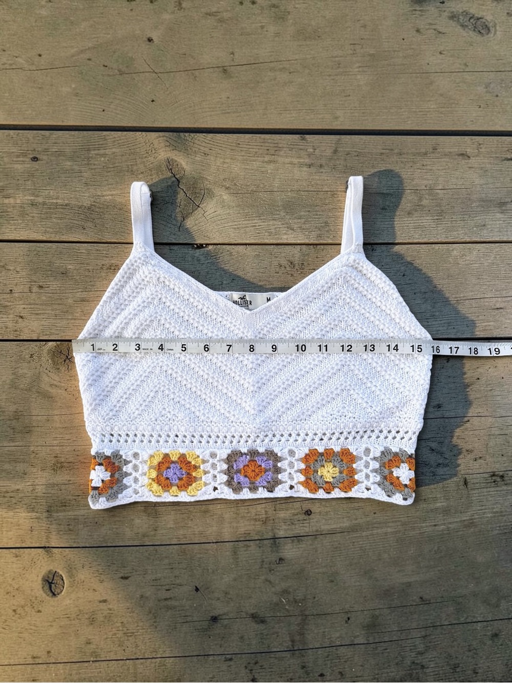 Hollister White Crochet-Trim Knit Crop Tank - Picture 2 of 8